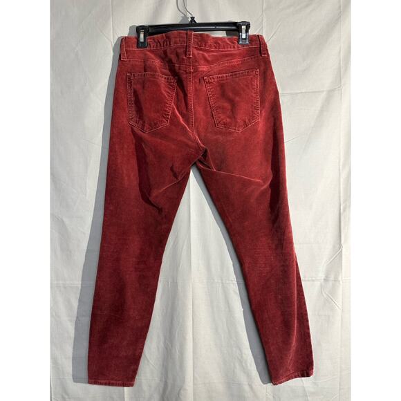 Current Elliott Pants 29 Red Corduroy Burgundy Stiletto Ankle Skinny Mid Rise - Picture 3 of 9